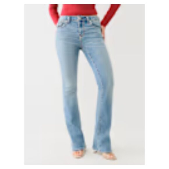 True Religion NWT BECCA Dusty Wash Mid-Rise Big T Bootcut Jeans, Size 32 (14) - Picture 3 of 6